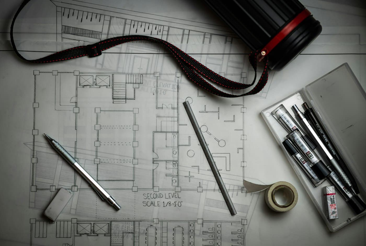 Architectural drawings with drafting tools