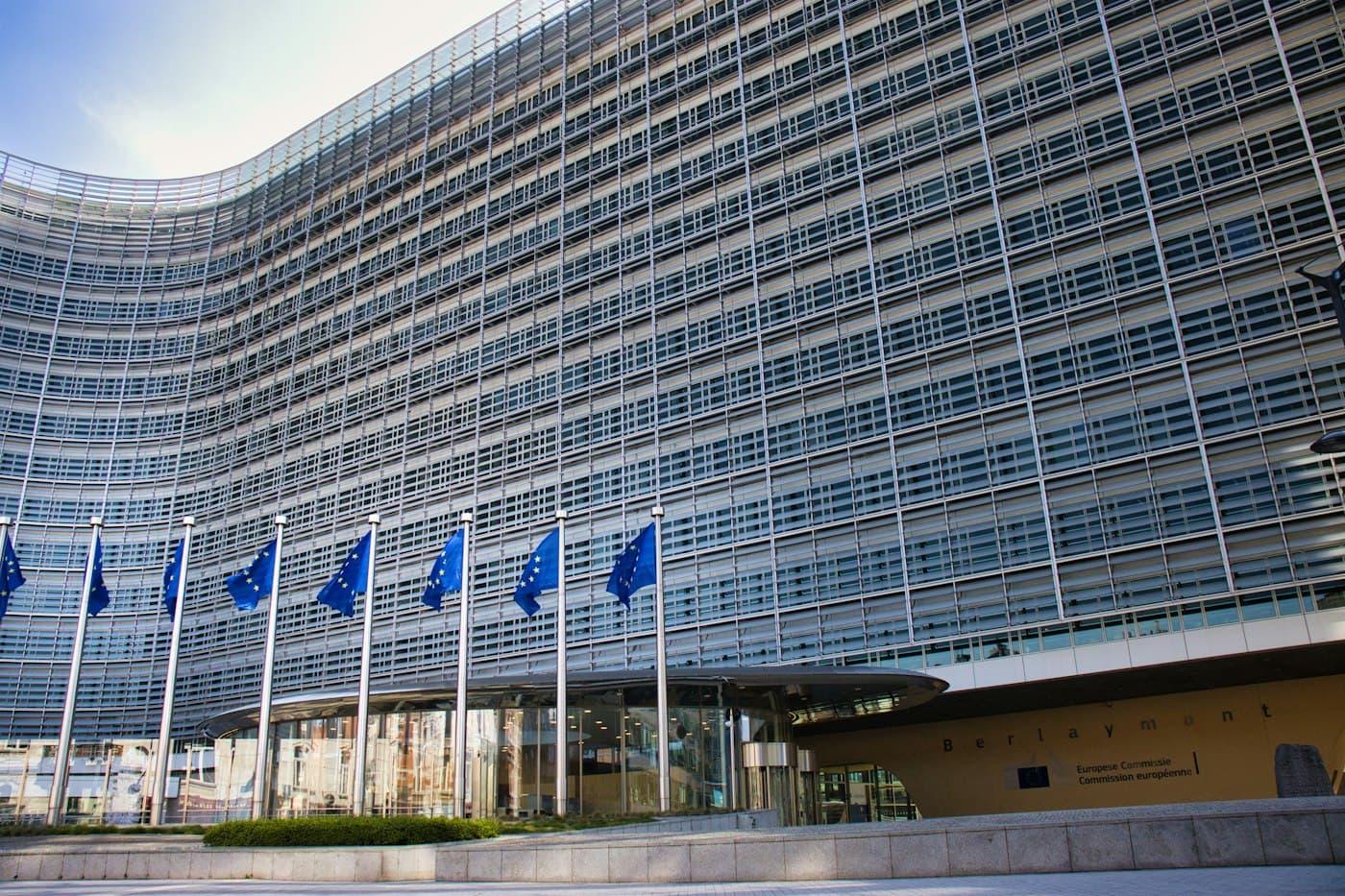 European Union flags outside the Berlaymont building in Brussels